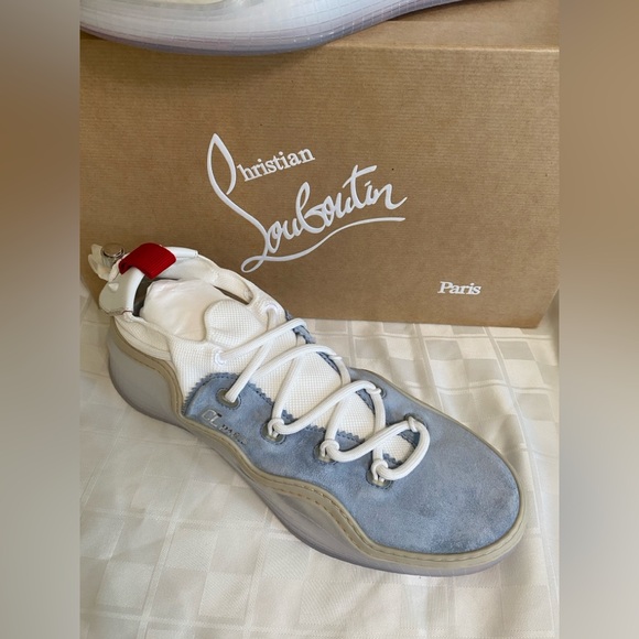 Christian Louboutin Arpoador Flat, Suede Sneakers, Blue/Wht, Men’s EU 43/US 10 - Picture 2 of 16